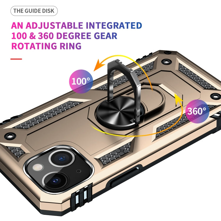 For iPhone 13 mini Shockproof TPU + PC Protective Case with 360 Degree Rotating Holder (Gold) - iPhone 13 mini Cases by buy2fix | Online Shopping UK | buy2fix