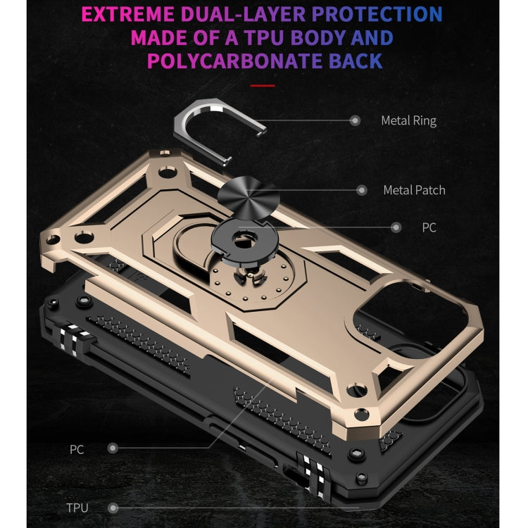 For iPhone 13 mini Shockproof TPU + PC Protective Case with 360 Degree Rotating Holder (Gold) - iPhone 13 mini Cases by buy2fix | Online Shopping UK | buy2fix