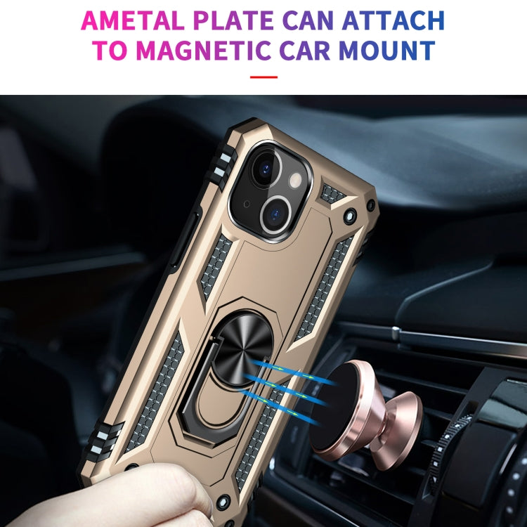 For iPhone 13 mini Shockproof TPU + PC Protective Case with 360 Degree Rotating Holder (Gold) - iPhone 13 mini Cases by buy2fix | Online Shopping UK | buy2fix