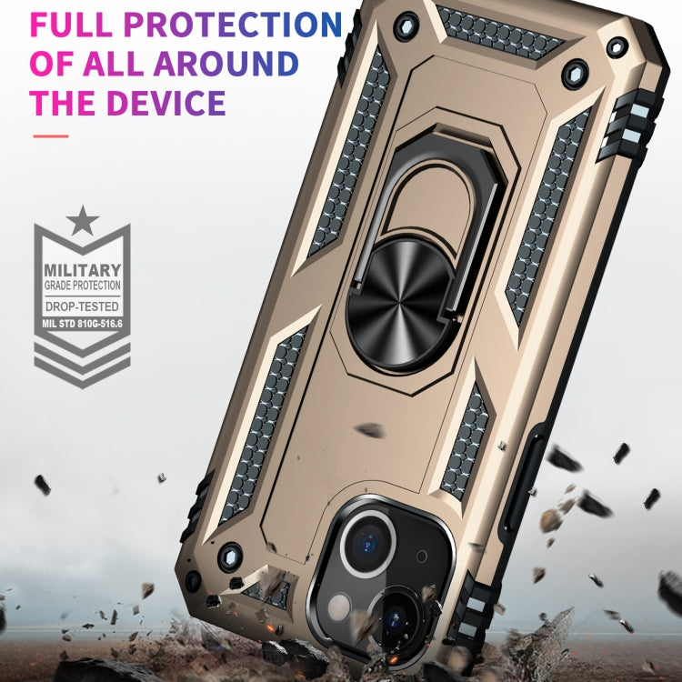 For iPhone 13 mini Shockproof TPU + PC Protective Case with 360 Degree Rotating Holder (Gold) - iPhone 13 mini Cases by buy2fix | Online Shopping UK | buy2fix