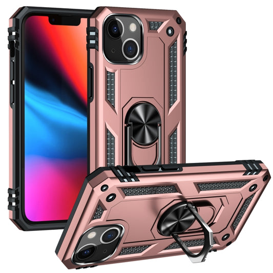 For iPhone 13 mini Shockproof TPU + PC Protective Case with 360 Degree Rotating Holder (Rose Gold) - iPhone 13 mini Cases by buy2fix | Online Shopping UK | buy2fix