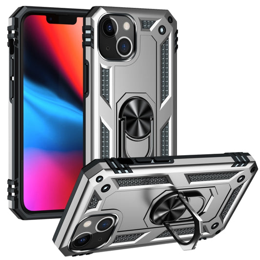 For iPhone 13 mini Shockproof TPU + PC Protective Case with 360 Degree Rotating Holder (Silver) - iPhone 13 mini Cases by buy2fix | Online Shopping UK | buy2fix