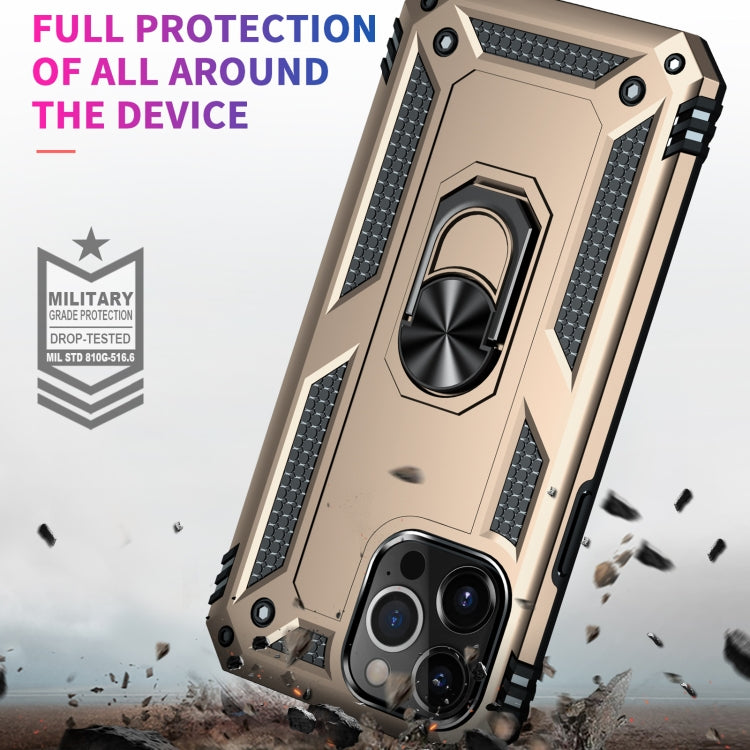 For iPhone 13 Pro Shockproof TPU + PC Protective Case with 360 Degree Rotating Holder (Gold) - iPhone 13 Pro Cases by buy2fix | Online Shopping UK | buy2fix