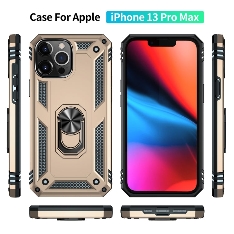 For iPhone 13 Pro Shockproof TPU + PC Protective Case with 360 Degree Rotating Holder (Gold) - iPhone 13 Pro Cases by buy2fix | Online Shopping UK | buy2fix