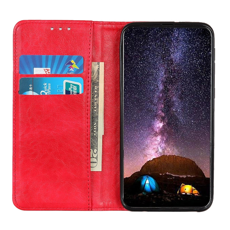 For OPPO Reno6 5G Magnetic Crazy Horse Texture Horizontal Flip Leather Case with Holder & Card Slots & Wallet(Red) by buy2fix