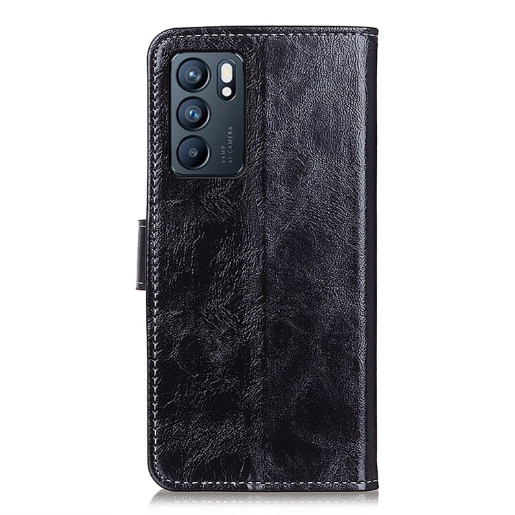 For OPPO Reno6 5G Retro Crazy Horse Texture Horizontal Flip Leather Case with Holder & Card Slots & Photo Frame & Wallet(Black) by buy2fix