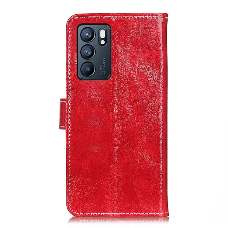 For OPPO Reno6 5G Retro Crazy Horse Texture Horizontal Flip Leather Case with Holder & Card Slots & Photo Frame & Wallet(Red) by buy2fix