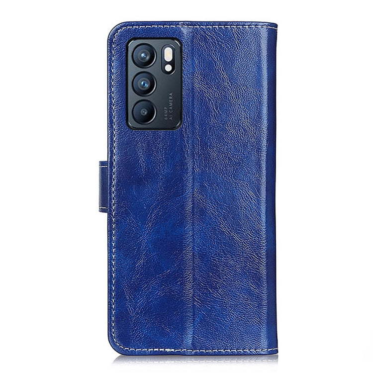 For OPPO Reno6 5G Retro Crazy Horse Texture Horizontal Flip Leather Case with Holder & Card Slots & Photo Frame & Wallet(Blue) by buy2fix