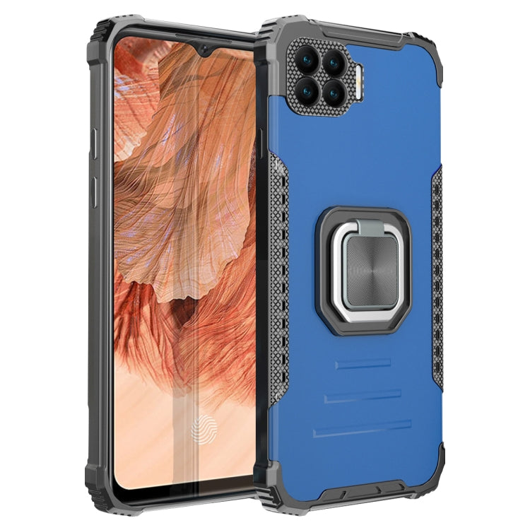For OPPO A73 Fierce Warrior Series Armor All-inclusive Shockproof Aluminum Alloy + TPU Protective Case with Ring Holder(Blue) by buy2fix