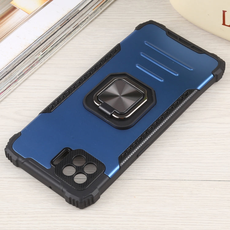 For OPPO A73 Fierce Warrior Series Armor All-inclusive Shockproof Aluminum Alloy + TPU Protective Case with Ring Holder(Blue) by buy2fix