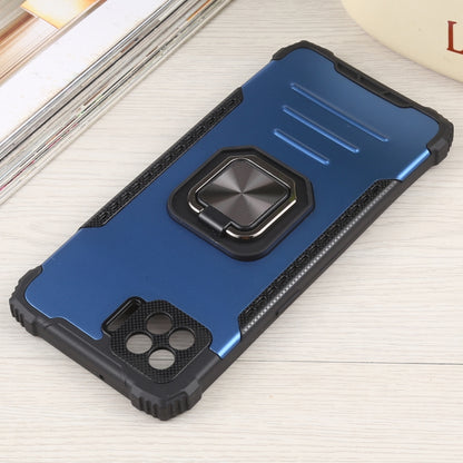 For OPPO A73 Fierce Warrior Series Armor All-inclusive Shockproof Aluminum Alloy + TPU Protective Case with Ring Holder(Blue) by buy2fix
