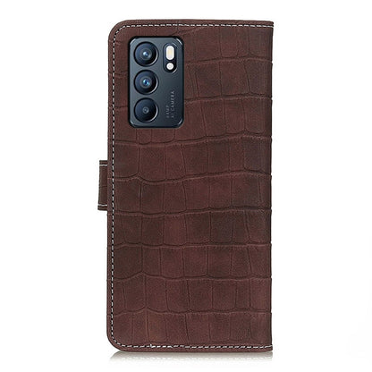 For OPPO Reno6 5G Crocodile Texture Horizontal Flip Leather Case with Holder & Card Slots & Wallet(Brown) by buy2fix