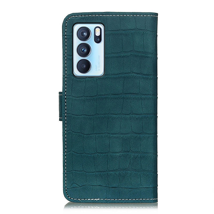 For OPPO Reno6 Pro 5G Crocodile Texture Horizontal Flip Leather Case with Holder & Card Slots & Wallet(Dark Green) by buy2fix