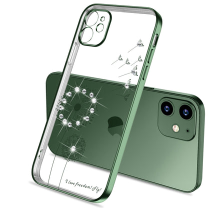 For iPhone 11 Ultra-thin Electroplating Dandelion Pattern Protective Case (Dark Green) - iPhone 11 Cases by buy2fix | Online Shopping UK | buy2fix