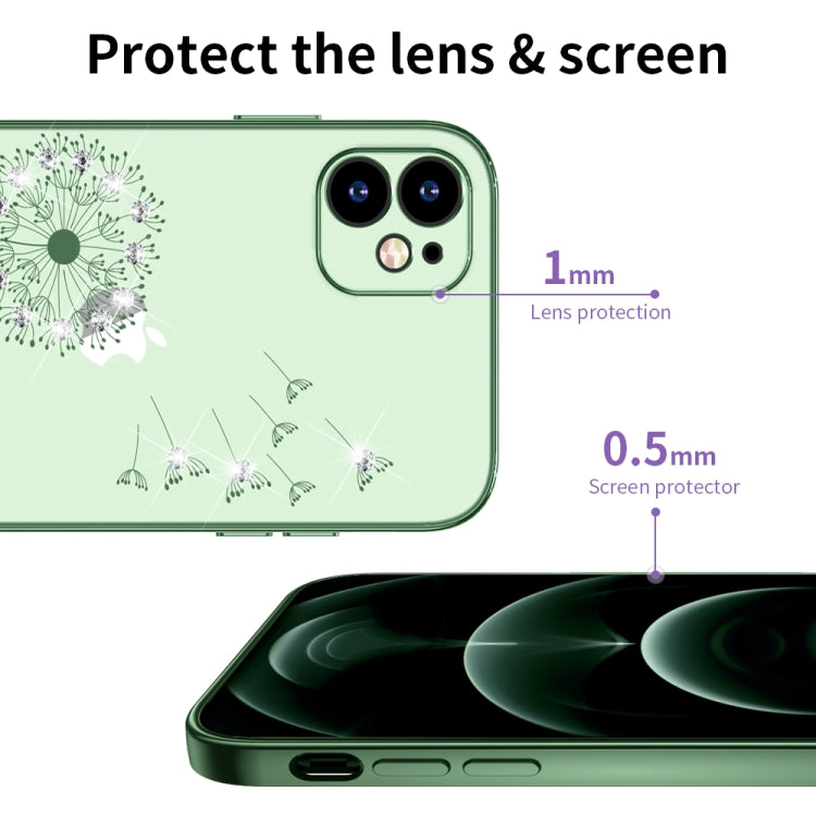 For iPhone 11 Ultra-thin Electroplating Dandelion Pattern Protective Case (Dark Green) - iPhone 11 Cases by buy2fix | Online Shopping UK | buy2fix