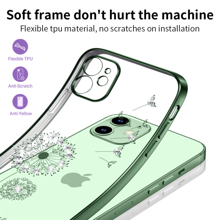 For iPhone 11 Ultra-thin Electroplating Dandelion Pattern Protective Case (Dark Green) - iPhone 11 Cases by buy2fix | Online Shopping UK | buy2fix