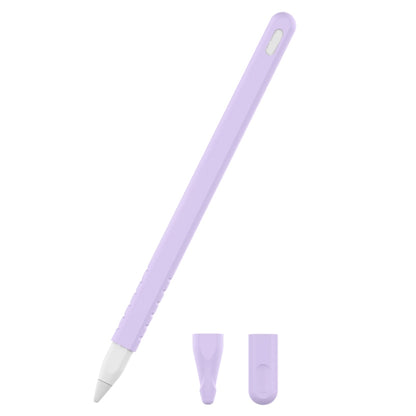 3 in 1 Pure Color Silicone Stylus Pen Protective Case Set for Apple Pencil 2(Light Purple) - Pencil Accessories by buy2fix | Online Shopping UK | buy2fix