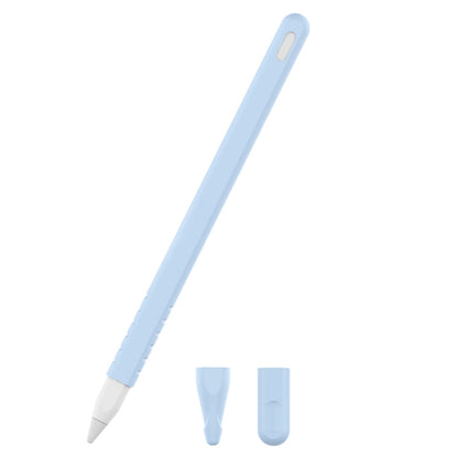 3 in 1 Pure Color Silicone Stylus Pen Protective Case Set for Apple Pencil 2(Sky Blue) - Pencil Accessories by buy2fix | Online Shopping UK | buy2fix