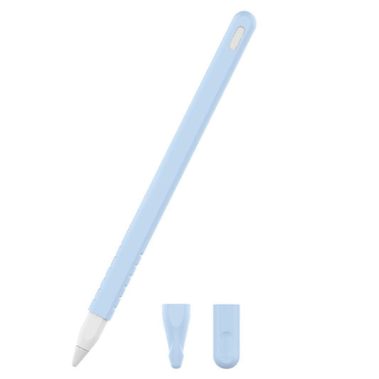 3 in 1 Pure Color Silicone Stylus Pen Protective Case Set for Apple Pencil 2(Sky Blue) - Pencil Accessories by buy2fix | Online Shopping UK | buy2fix