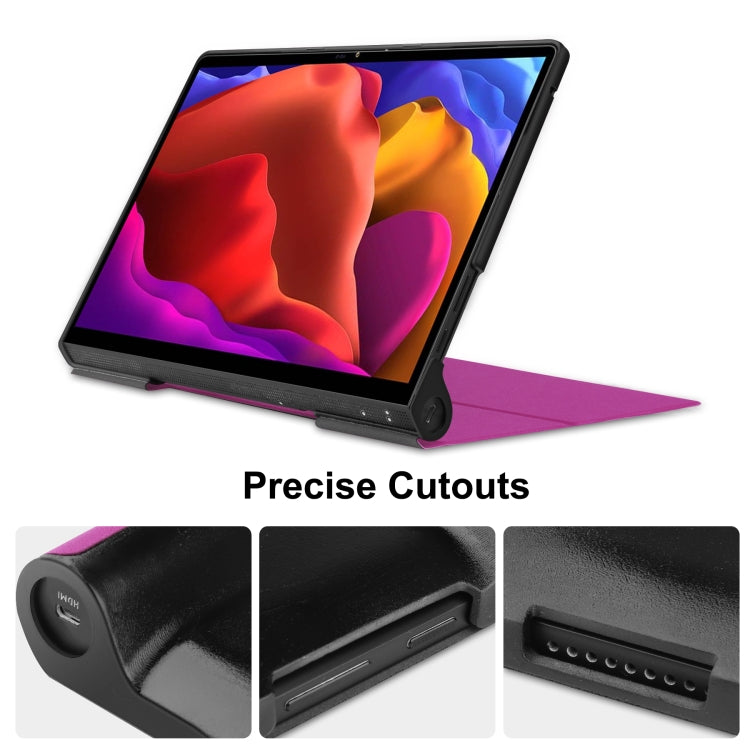 For Lenovo Yoga Pad Pro 13 inch YF K606F Custer Texture Horizontal Flip PU Leather Case with Holder(Purple) - Lenovo by buy2fix | Online Shopping UK | buy2fix