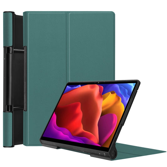 For Lenovo Yoga Pad Pro 13 inch YF K606F Custer Texture Horizontal Flip PU Leather Case with Holder(Dark Green) - Lenovo by buy2fix | Online Shopping UK | buy2fix