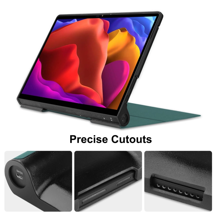 For Lenovo Yoga Pad Pro 13 inch YF K606F Custer Texture Horizontal Flip PU Leather Case with Holder(Dark Green) - Lenovo by buy2fix | Online Shopping UK | buy2fix
