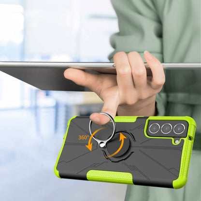 For Samsung Galaxy S21 FE Machine Armor Bear Shockproof PC + TPU Protective Case with Ring Holder(Red) by buy2fix