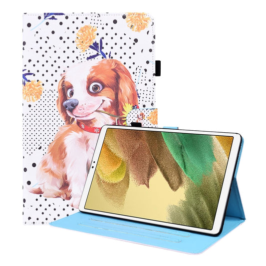 For Samsung Galaxy Tab A7 Lite 8.7 SM-T220 / SM-T225 Animal Pattern Horizontal Flip Leather Case with Holder & Card Slots & Photo Frame(Little Flower Dog) - Tab A7 Lite T220 / T225 by buy2fix | Online Shopping UK | buy2fix