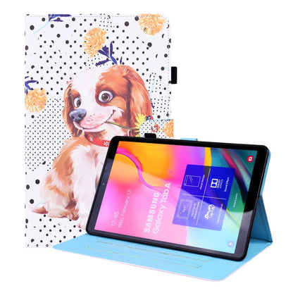 For Samsung Galaxy Tab A 10.1 2019 SM-T515 / SM-T510 Animal Pattern Horizontal Flip Leather Case with Holder & Card Slots & Photo Frame(Little Flower Dog) - Tab A 10.1 by buy2fix | Online Shopping UK | buy2fix