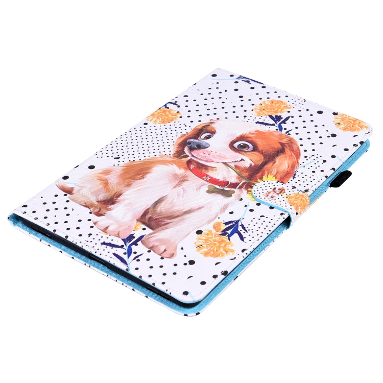 For Samsung Galaxy Tab A 10.1 2019 SM-T515 / SM-T510 Animal Pattern Horizontal Flip Leather Case with Holder & Card Slots & Photo Frame(Little Flower Dog) - Tab A 10.1 by buy2fix | Online Shopping UK | buy2fix