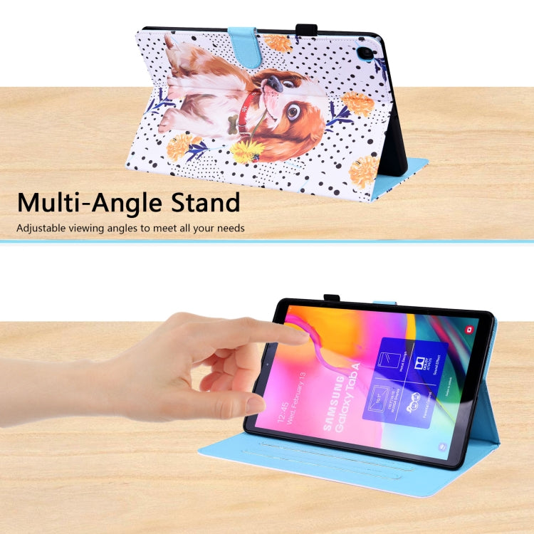 For Samsung Galaxy Tab A 10.1 2019 SM-T515 / SM-T510 Animal Pattern Horizontal Flip Leather Case with Holder & Card Slots & Photo Frame(Little Flower Dog) - Tab A 10.1 by buy2fix | Online Shopping UK | buy2fix