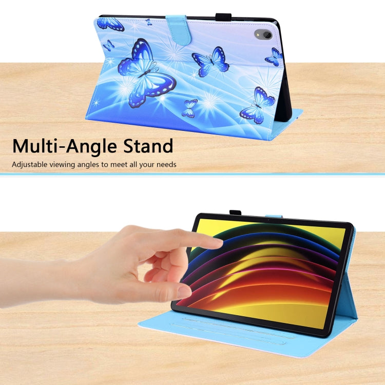 For Lenovo Tab P11 TB-J606F Animal Pattern Horizontal Flip Leather Case with Holder & Card Slots & Photo Frame(Blue Butterfly) - Lenovo by buy2fix | Online Shopping UK | buy2fix