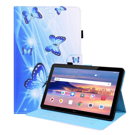 For Huawei MediaPad T5 10.1 inch Animal Pattern Horizontal Flip Leather Case with Holder & Card Slots & Photo Frame(Blue Butterfly) - Huawei by buy2fix | Online Shopping UK | buy2fix