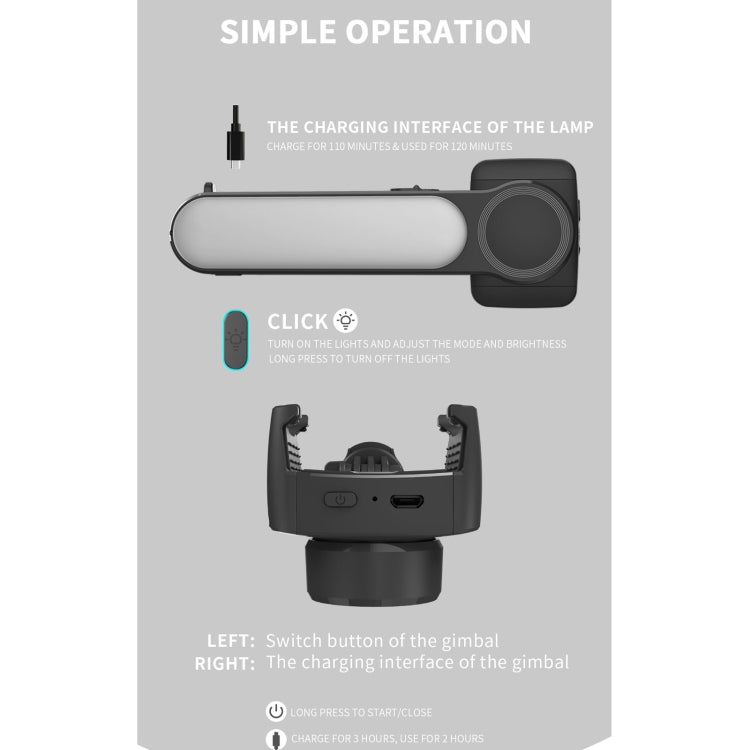 L09 Mini Folding Fill Light Gimbal Stabilizer Tripod(Black) - Handheld Gimbals by buy2fix | Online Shopping UK | buy2fix
