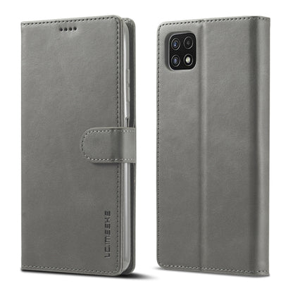 For Samsung Galaxy A22 5G LC.IMEEKE Calf Texture Horizontal Flip Leather Case with Holder & Card Slots & Wallet(Grey) - Galaxy Phone Cases by LC.IMEEKE | Online Shopping UK | buy2fix