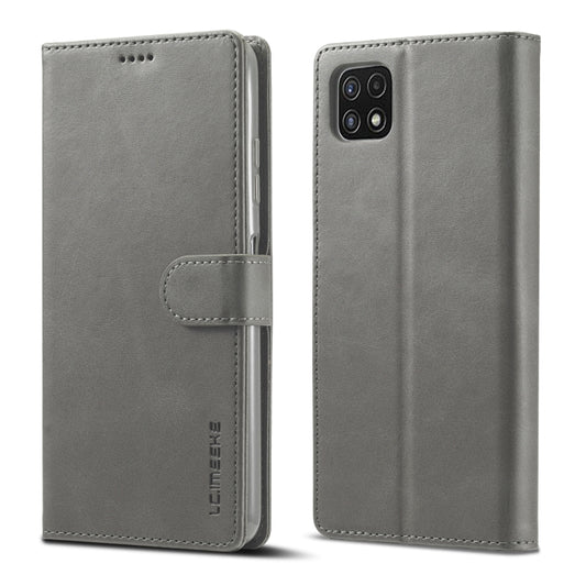 For Samsung Galaxy A22 5G LC.IMEEKE Calf Texture Horizontal Flip Leather Case with Holder & Card Slots & Wallet(Grey) - Galaxy Phone Cases by LC.IMEEKE | Online Shopping UK | buy2fix