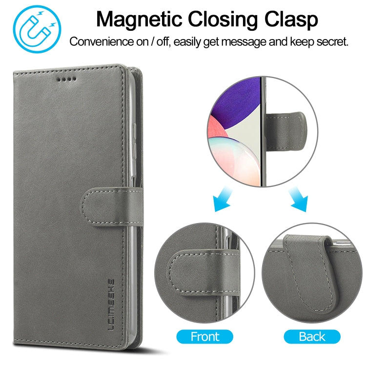 For Samsung Galaxy A22 5G LC.IMEEKE Calf Texture Horizontal Flip Leather Case with Holder & Card Slots & Wallet(Grey) - Galaxy Phone Cases by LC.IMEEKE | Online Shopping UK | buy2fix