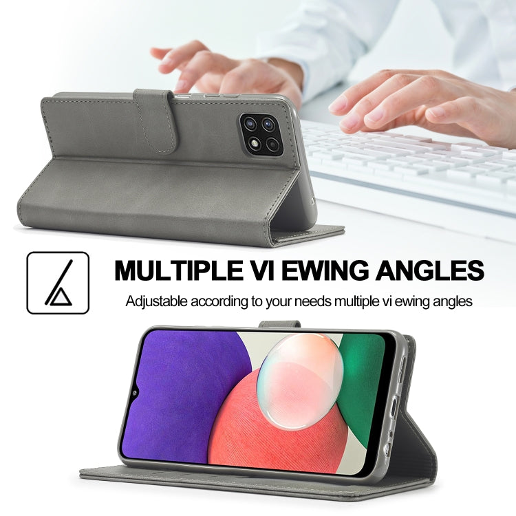 For Samsung Galaxy A22 5G LC.IMEEKE Calf Texture Horizontal Flip Leather Case with Holder & Card Slots & Wallet(Grey) - Galaxy Phone Cases by LC.IMEEKE | Online Shopping UK | buy2fix