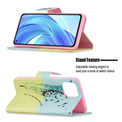 For Xiaomi Mi 11 Lite Colored Drawing Pattern Horizontal Flip Leather Case with Holder & Card Slots & Wallet(Feather) - Xiaomi Cases by buy2fix | Online Shopping UK | buy2fix