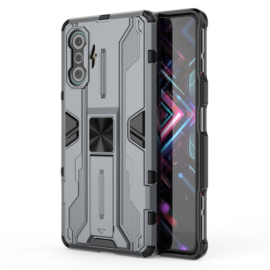 For Xiaomi Redmi K40 Gaming Supersonic PC + TPU Shock-proof Protective Case with Holder(Gray) - Xiaomi Cases by buy2fix | Online Shopping UK | buy2fix
