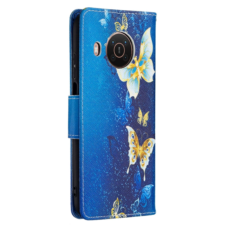 For Nokia X10 / X20 Colored Drawing Pattern Horizontal Flip Leather Case with Holder & Card Slots & Wallet(Gold Butterfly) by buy2fix