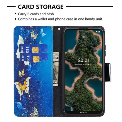 For Nokia X10 / X20 Colored Drawing Pattern Horizontal Flip Leather Case with Holder & Card Slots & Wallet(Gold Butterfly) by buy2fix