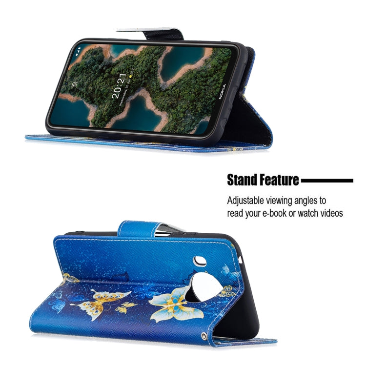 For Nokia X10 / X20 Colored Drawing Pattern Horizontal Flip Leather Case with Holder & Card Slots & Wallet(Gold Butterfly) by buy2fix