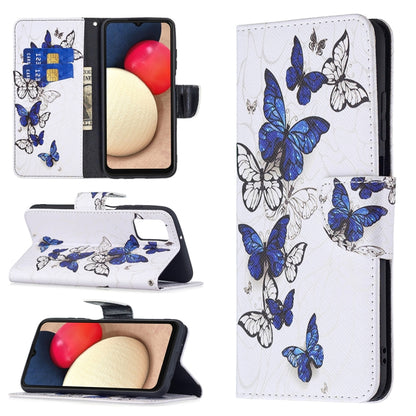 For Samsung Galaxy A03s 164mm Colored Drawing Pattern Horizontal Flip Leather Case with Holder & Card Slots & Wallet(Blue Butterflies) by buy2fix