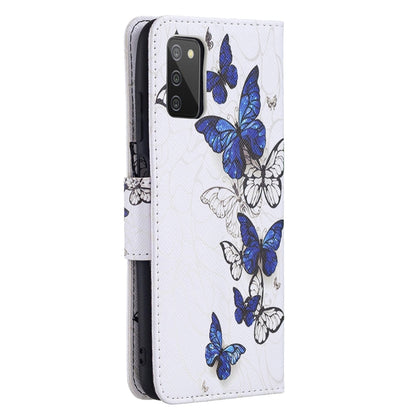 For Samsung Galaxy A03s 164mm Colored Drawing Pattern Horizontal Flip Leather Case with Holder & Card Slots & Wallet(Blue Butterflies) by buy2fix
