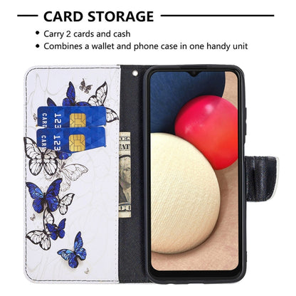 For Samsung Galaxy A03s 164mm Colored Drawing Pattern Horizontal Flip Leather Case with Holder & Card Slots & Wallet(Blue Butterflies) by buy2fix
