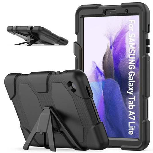 For Samsung Galaxy A7 Lite 8.7 2021 T220 / T225 Shockproof Colorful Silicon + PC Protective Case with Holder & Pen Slot(Black) - Tab A7 Lite T220 / T225 by buy2fix | Online Shopping UK | buy2fix