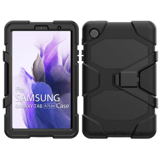 For Samsung Galaxy A7 Lite 8.7 2021 T220 / T225 Shockproof Colorful Silicon + PC Protective Case with Holder & Pen Slot(Black) - Tab A7 Lite T220 / T225 by buy2fix | Online Shopping UK | buy2fix