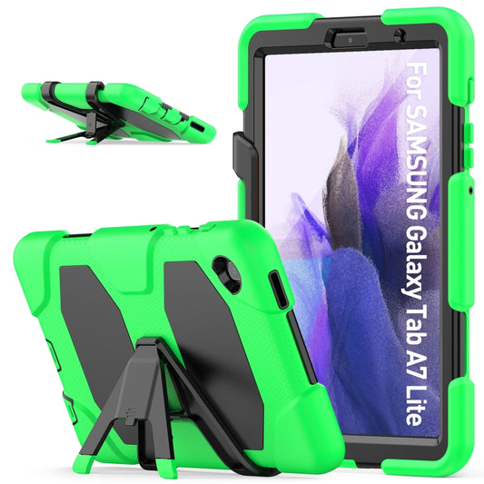 For Samsung Galaxy A7 Lite 8.7 2021 T220 / T225 Shockproof Colorful Silicon + PC Protective Case with Holder & Pen Slot(Green) - Tab A7 Lite T220 / T225 by buy2fix | Online Shopping UK | buy2fix