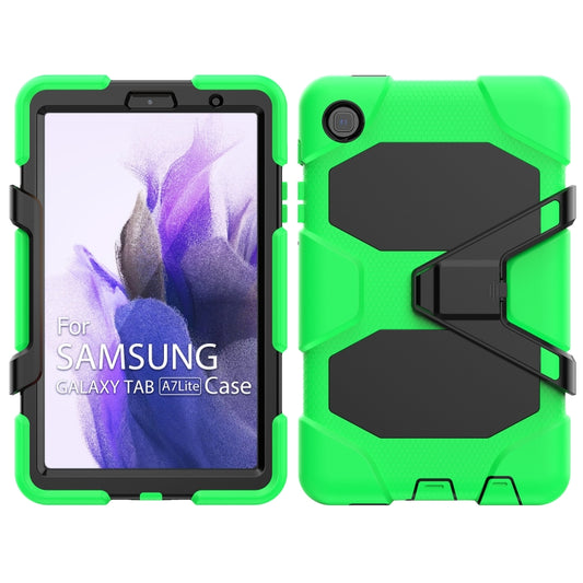 For Samsung Galaxy A7 Lite 8.7 2021 T220 / T225 Shockproof Colorful Silicon + PC Protective Case with Holder & Pen Slot(Green) - Tab A7 Lite T220 / T225 by buy2fix | Online Shopping UK | buy2fix
